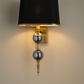 HDC Luxe Sphere Wall Lamp with Black Fabric Shade & Gold Accents