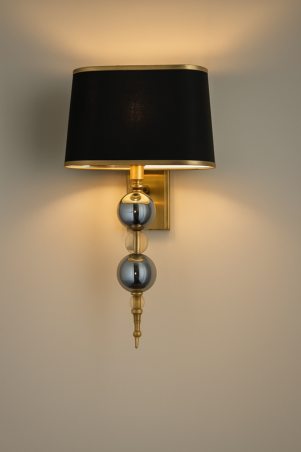 HDC Luxe Sphere Wall Lamp with Black Fabric Shade & Gold Accents