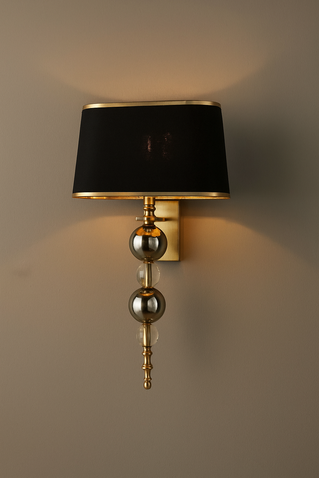 HDC Luxe Sphere Wall Lamp with Black Fabric Shade & Gold Accents