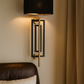 HDC Modern Wall Lamp with Black Fabric Shade & Gold Linear Frame