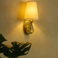HDC Classic Luxe Wall Lamp with Textured Gold Base & White Fabric Shade