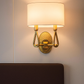 HDC Dual Glow Classic Gold Wall Lamp with White Fabric Shade