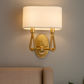 HDC Dual Glow Classic Gold Wall Lamp with White Fabric Shade
