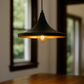 HDC AuraCurve Black Pendant Light with Golden Inner Glow For Living Room