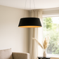 HDC WoodLine Modern Drum Pendant Light (Black & Natural Grain Interior)