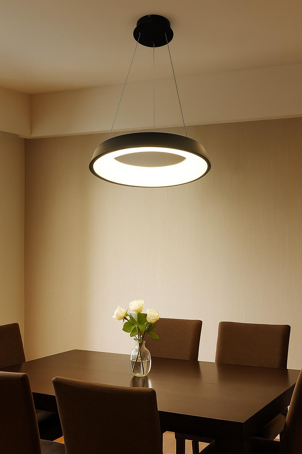 HDC HaloBeam Black Modern Circular LED Pendant Light For Living Room