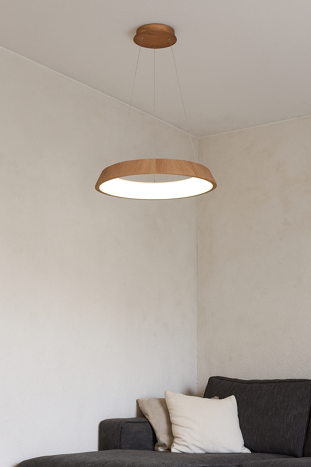 HDC WoodHalo Natural Grain LED Pendant Light For Living Room