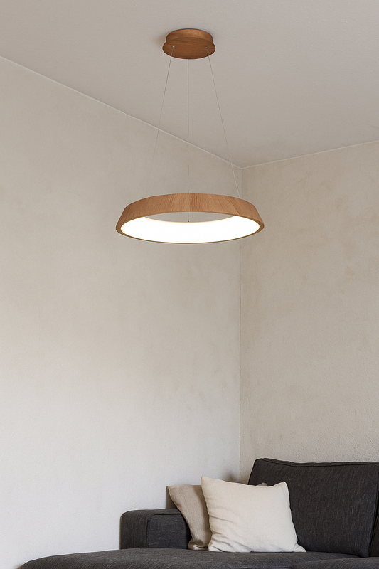 HDC WoodHalo Natural Grain LED Pendant Light For Living Room