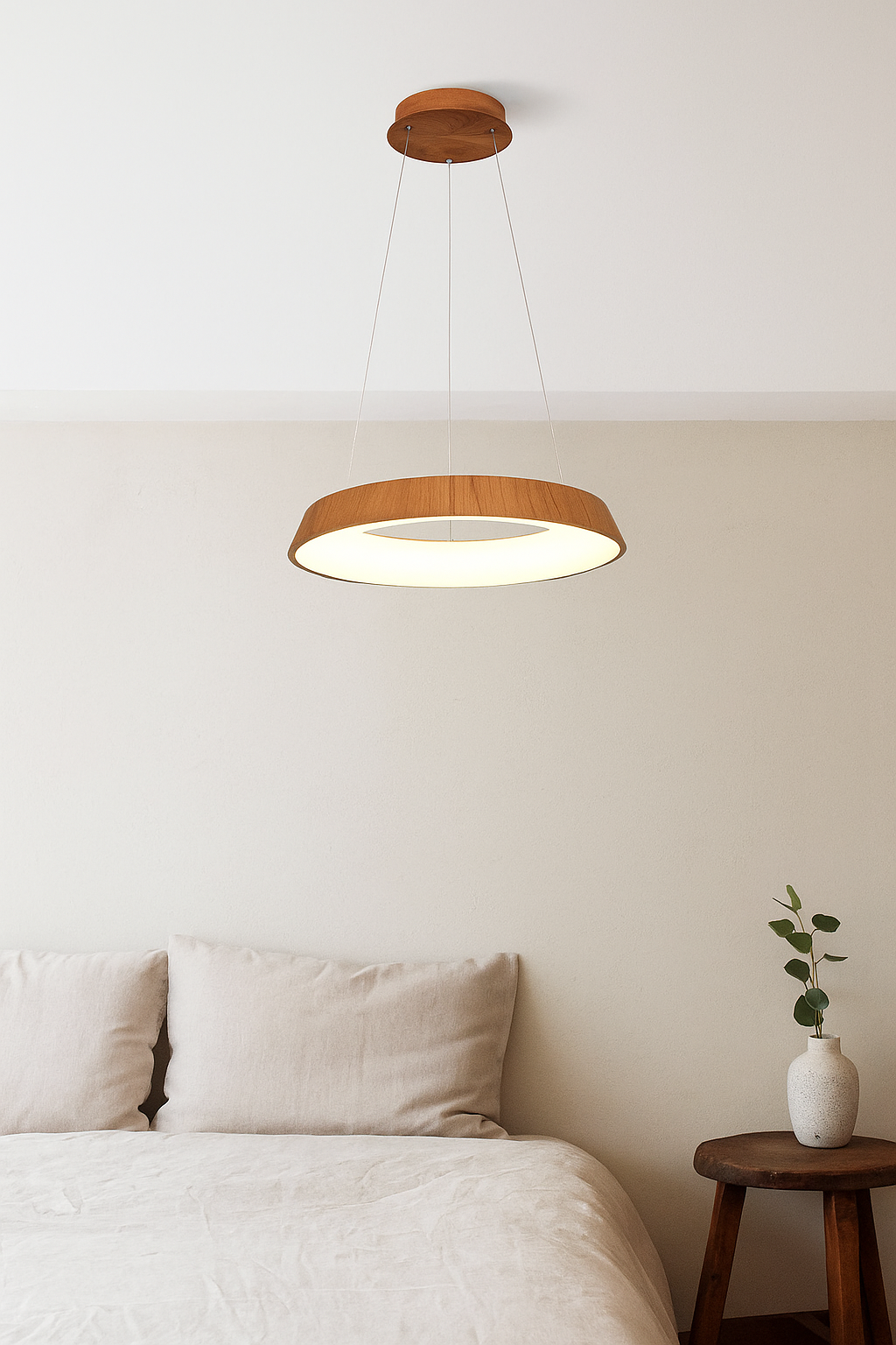 HDC WoodHalo Natural Grain LED Pendant Light For Living Room