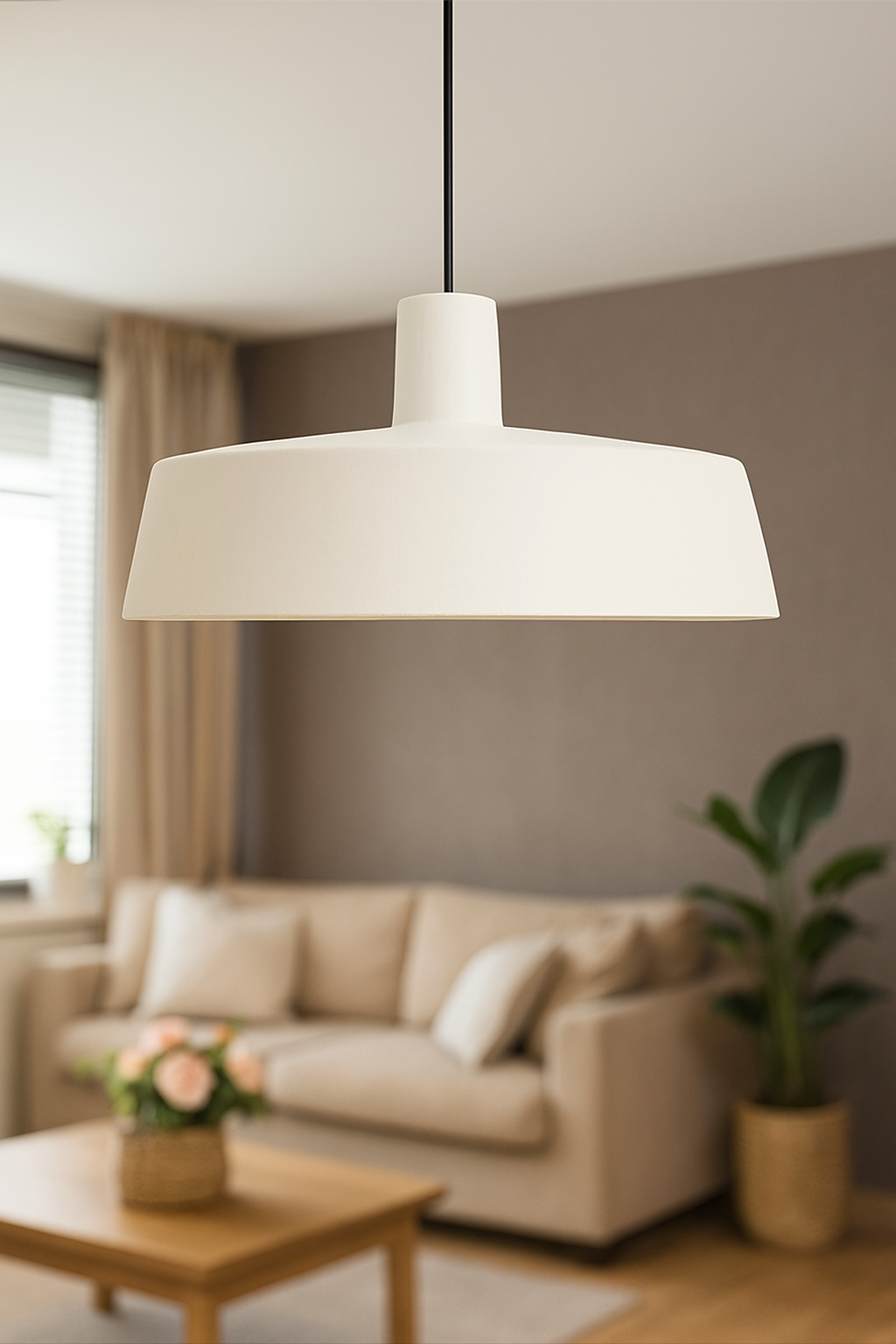 HDC Minimalist White Dome Modern Pendant Light For Living Room