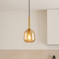 HDC Modern Amber Glass Pendant Light with Gold Accents For Living Room