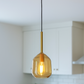 HDC Modern Amber Glass Pendant Light with Gold Accents For Living Room