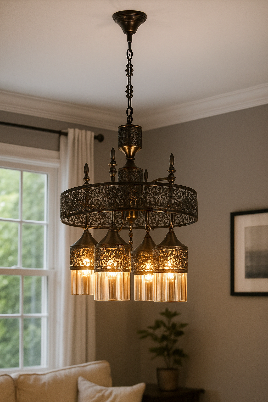 HDC 5-Head Crystal Shade Chandelier For Living Room