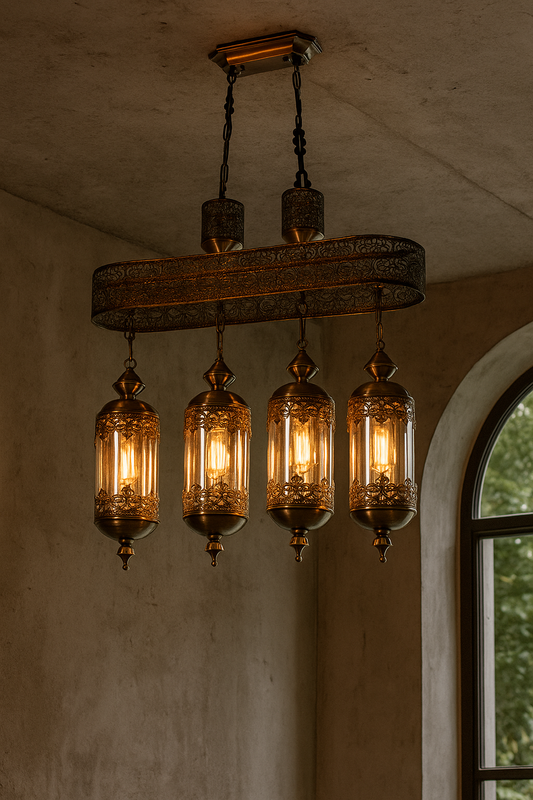 HDC Imperial Vintage Style 4-Pendant Linear Chandelier