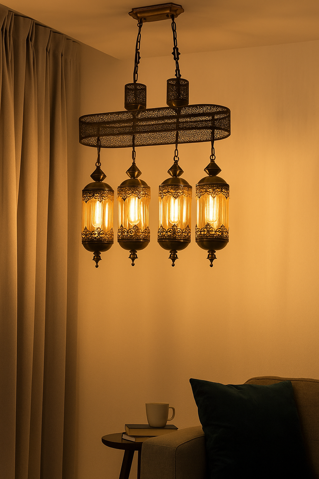 HDC Imperial Vintage Style 4-Pendant Linear Chandelier