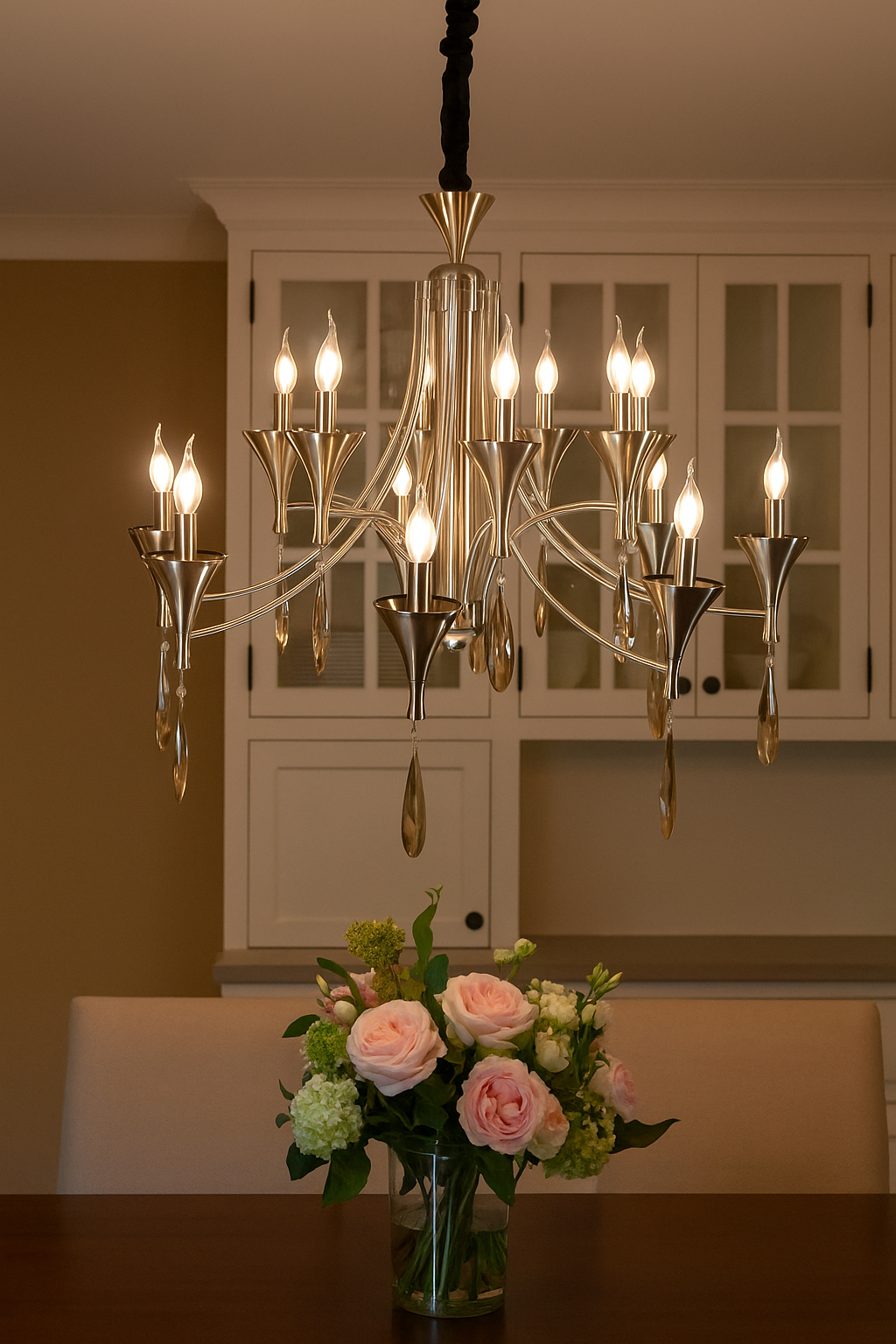 HDC Royal Aurelia Fluted Crystal-Accent 16-Head Antique Brass Chandelier