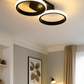 Hdc Modern Dual Ring LED Sleek Black Flush Mount Ceiling Light for Living Room, Bedroom & Office