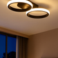 Hdc Modern Dual Ring LED Sleek Black Flush Mount Ceiling Light for Living Room, Bedroom & Office