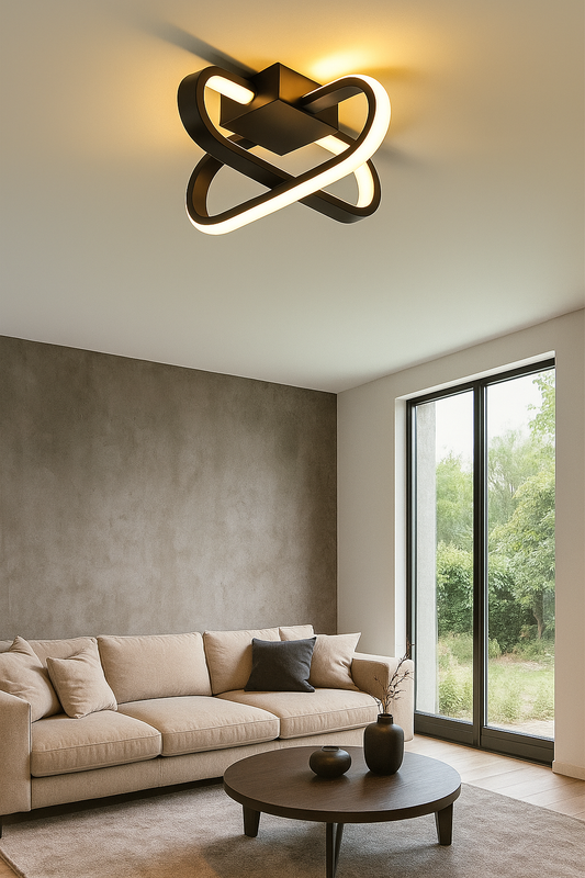 Hdc Modern Infinity LED Contemporary Black Flush Mount Ceiling Light Fixture for Bedroom, Living Room & Office