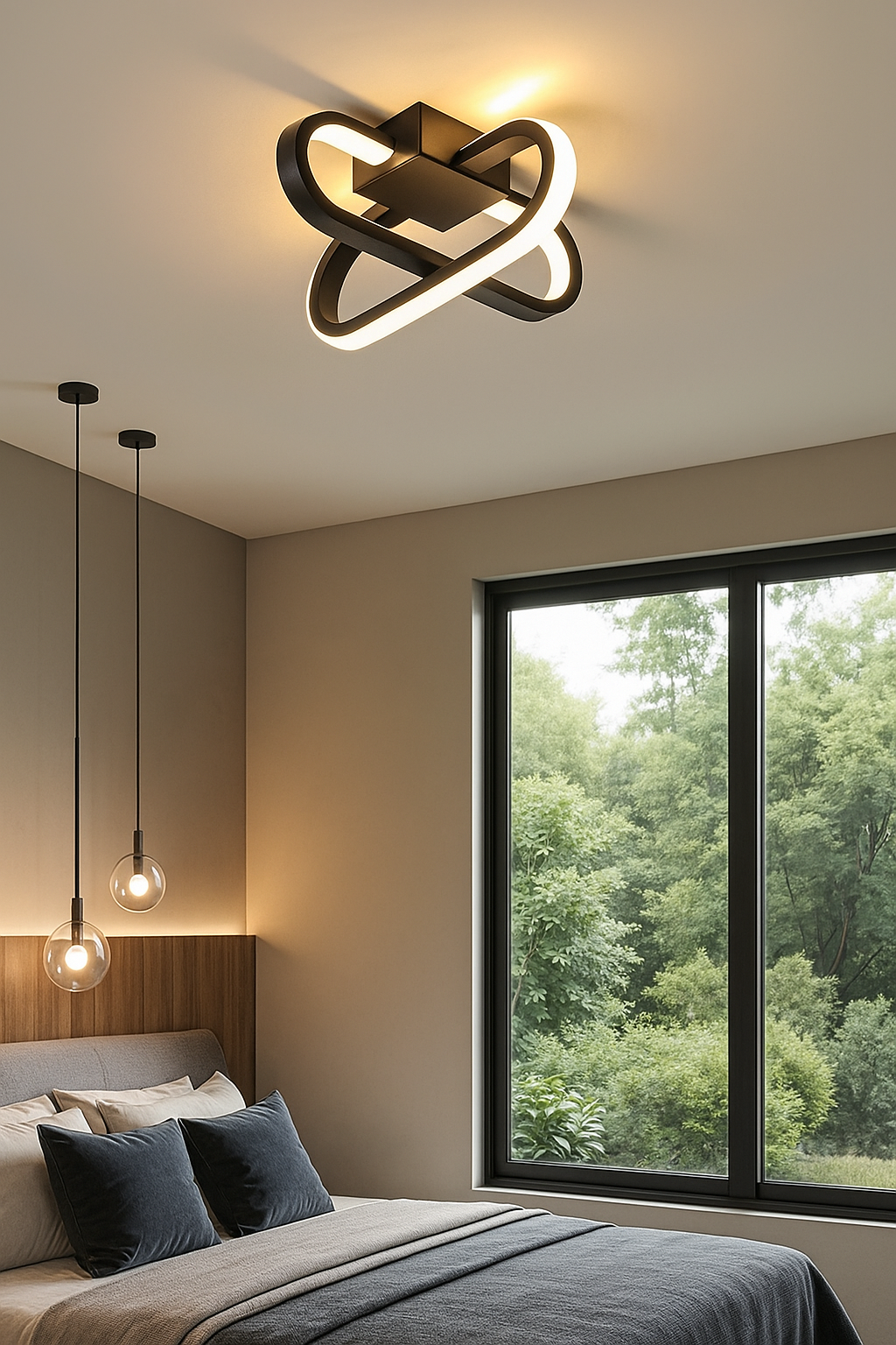 Hdc Modern Infinity LED Contemporary Black Flush Mount Ceiling Light Fixture for Bedroom, Living Room & Office