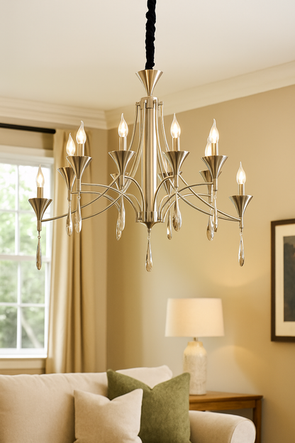 HDC Royal Aurelia Fluted Crystal-Accent 16-Head Antique Brass Chandelier