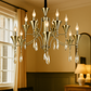 HDC Classic Luxe Fluted-Brass Crystal Drop 12-Head Chandelier For Living Room