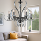 HDC Crystal Arc Noir Premium 6-Head Black Pearl Chandelier