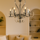 HDC Crystal Arc Noir Premium 6-Head Black Pearl Chandelier