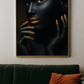 HDC Noir Gold Luxe Portrait Art Canvas Painting Home Decor Crystal Wall Painting