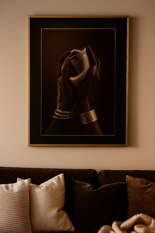 HDC Golden Heritage Hands – Luxury Crystal Canvas Art Painting Home Decor Crystal Wall Painting