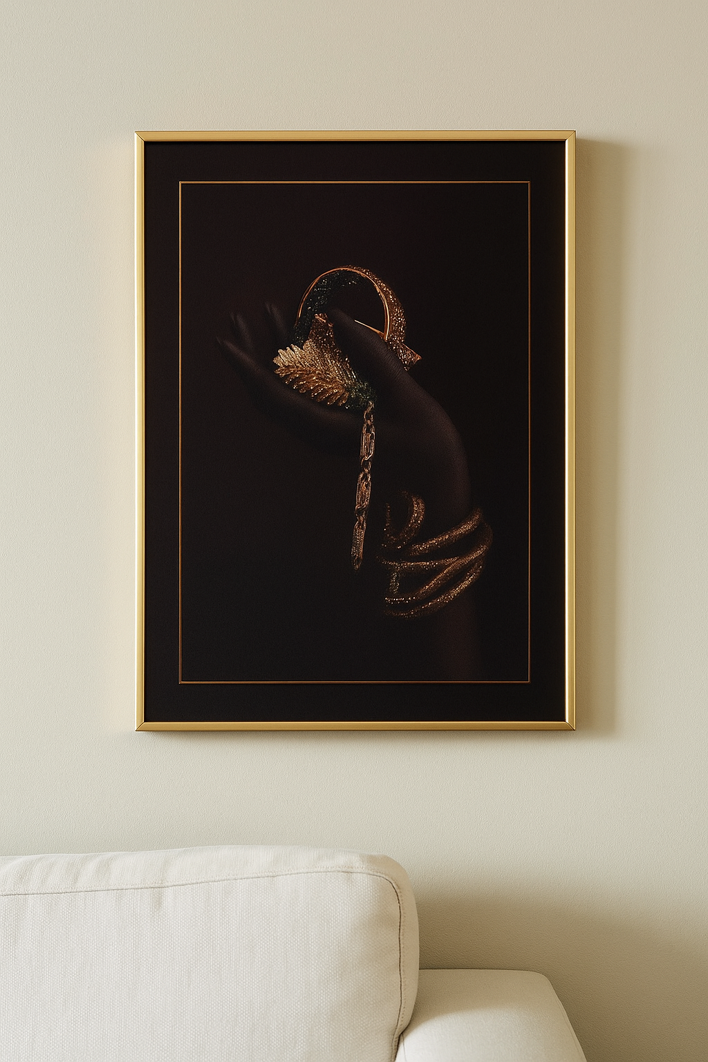 HDC olden Bloom Hand – Luxury Crystal Canvas Art Painting Home Decor Crystal Wall Painting