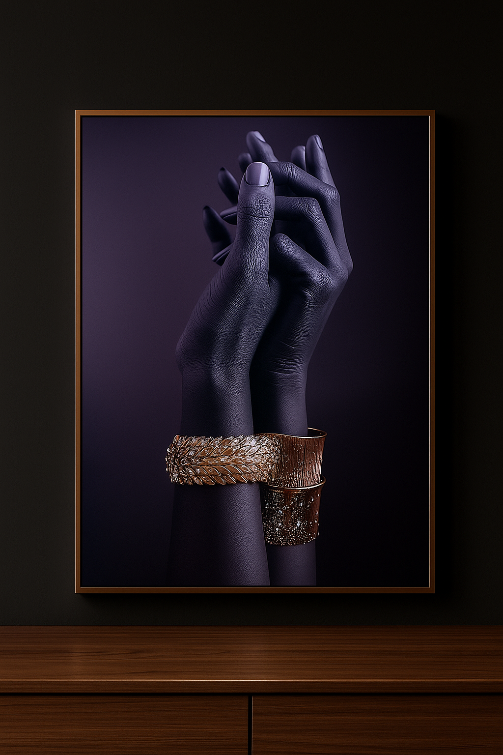 HDC Mystic Sapphire Hands – Luxury Crystal Canvas Art Home Decor Crystal Wall Painting