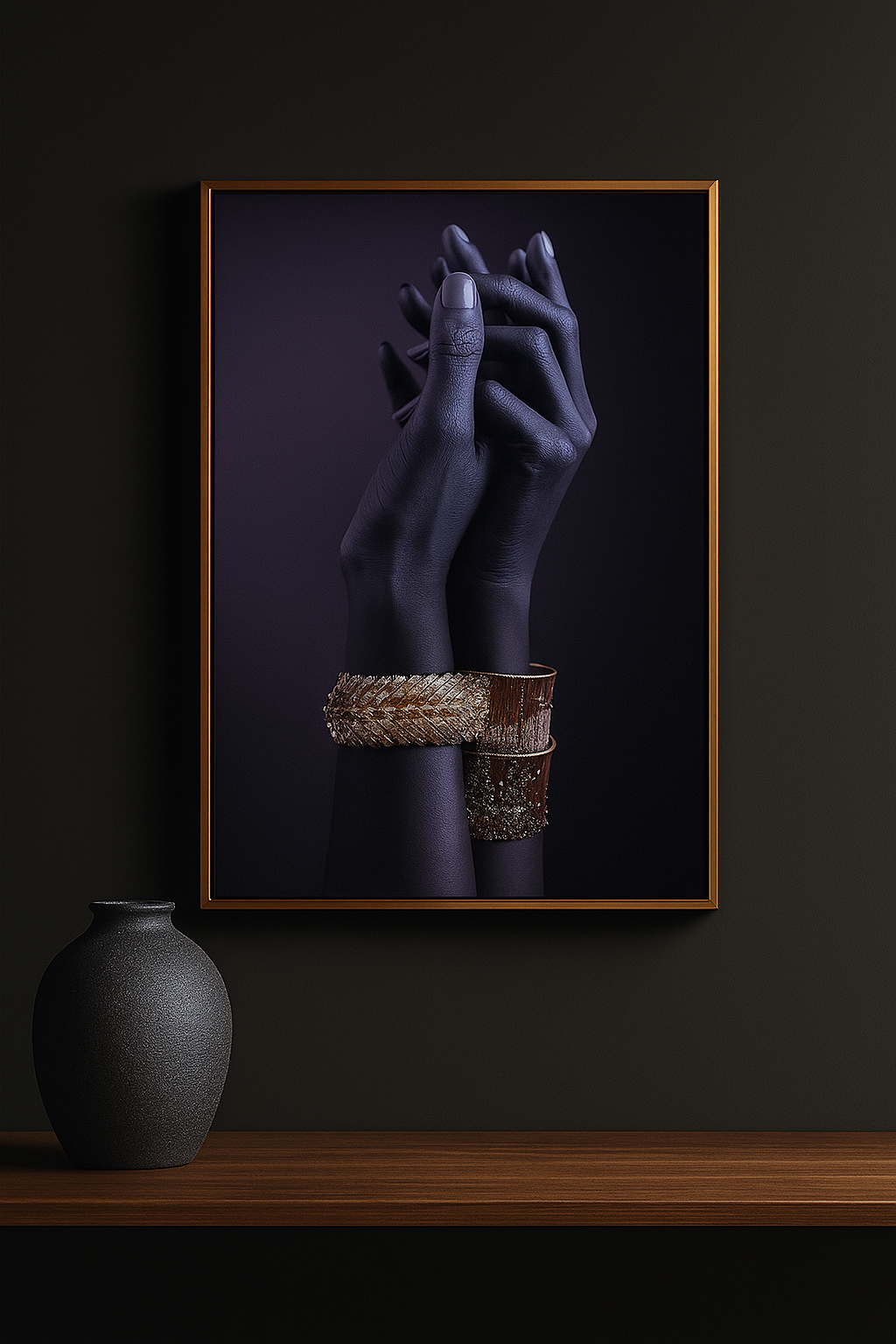 HDC Mystic Sapphire Hands – Luxury Crystal Canvas Art Home Decor Crystal Wall Painting