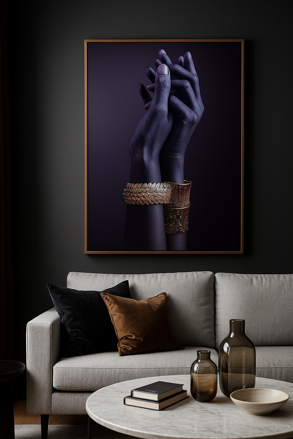 HDC Mystic Sapphire Hands – Luxury Crystal Canvas Art Home Decor Crystal Wall Painting