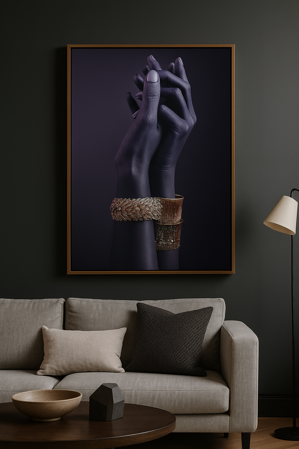 HDC Mystic Sapphire Hands – Luxury Crystal Canvas Art Home Decor Crystal Wall Painting