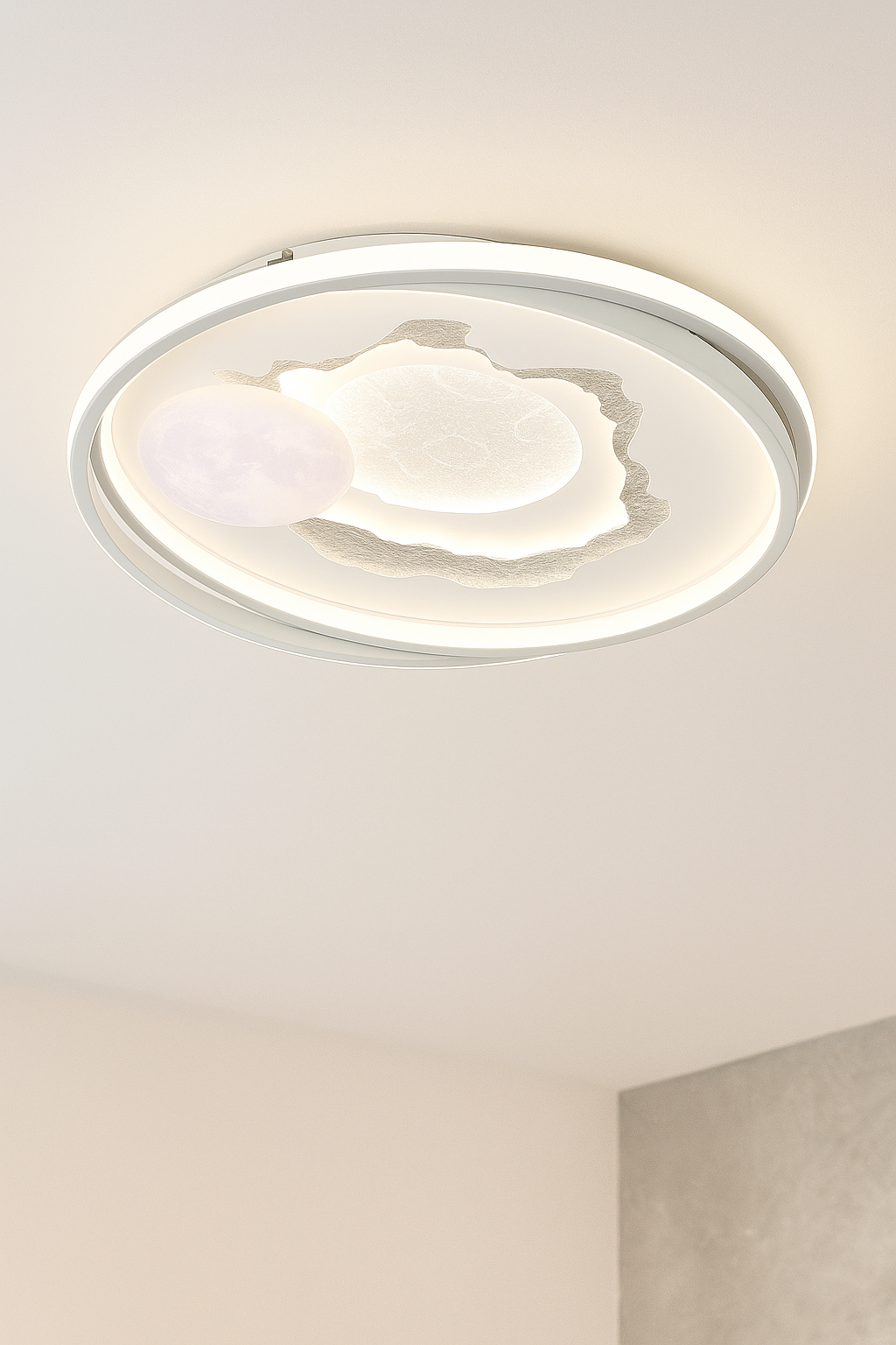 HDC Lunar Aura Halo Modern Moon Glow Panel LED Ceiling Light
