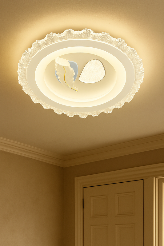 HDC Artistic Crystal Rim Panel Feather Aura LED Ceiling Light