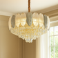 Hdc Feather Glass Crystal Gold Metal Led Chandelier Hanging Suspension Lamp - Tricolor