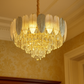 Hdc Feather Glass Crystal Gold Metal Led Chandelier Hanging Suspension Lamp - Tricolor