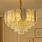 Hdc Feather Glass Crystal Gold Metal Led Chandelier Hanging Suspension Lamp - Tricolor