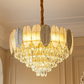Hdc Feather Glass Crystal Gold Metal Led Chandelier Hanging Suspension Lamp - Tricolor