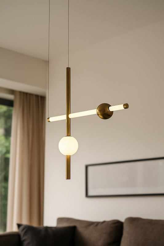 HDC Frosted Bar & Globe Design Modern Linear Balance Pendant Light