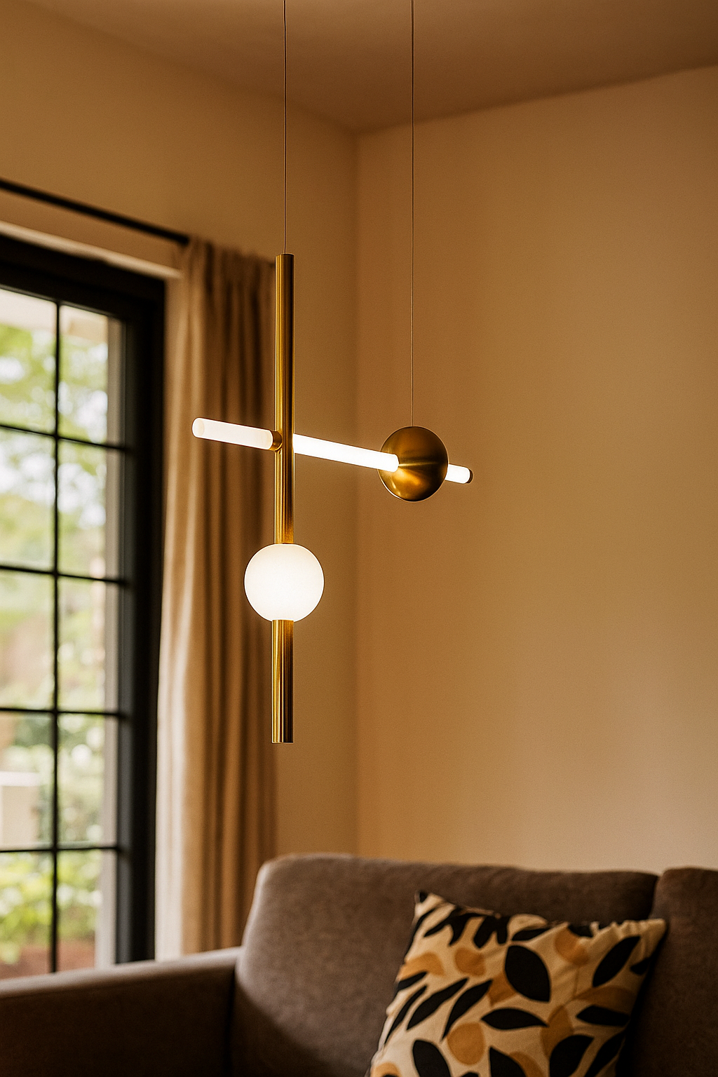 HDC Frosted Bar & Globe Design Modern Linear Balance Pendant Light