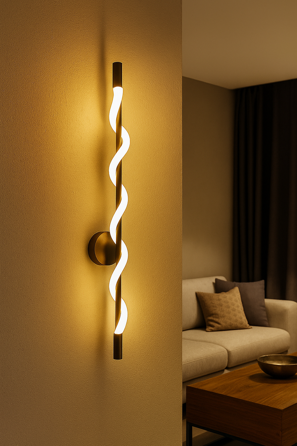 HDC Modern Artistic 24W Black Spiral LED Wall Light for Living Room