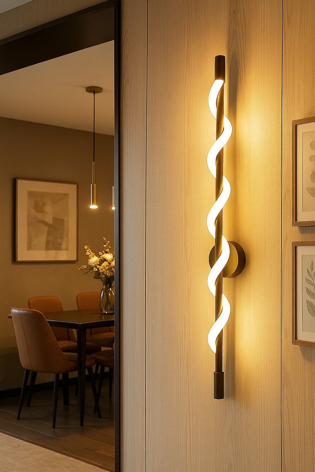 HDC Modern Artistic 24W Black Spiral LED Wall Light for Living Room