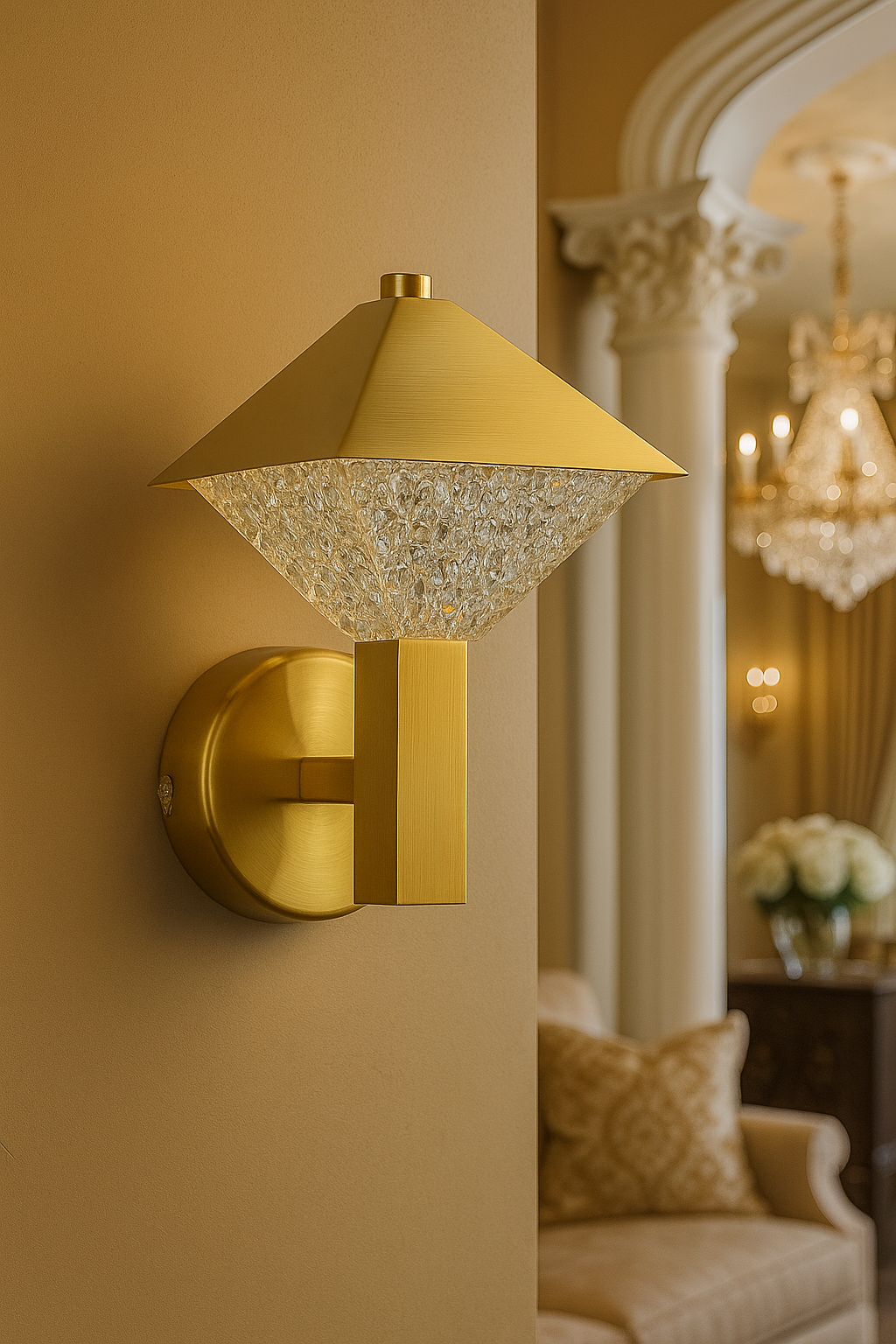 HDC 6W Decorative Crystal Golden Frost Prism LED Wall Light