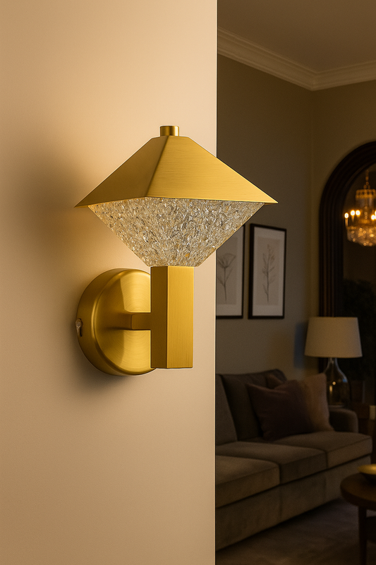 HDC 6W Decorative Crystal Golden Frost Prism LED Wall Light