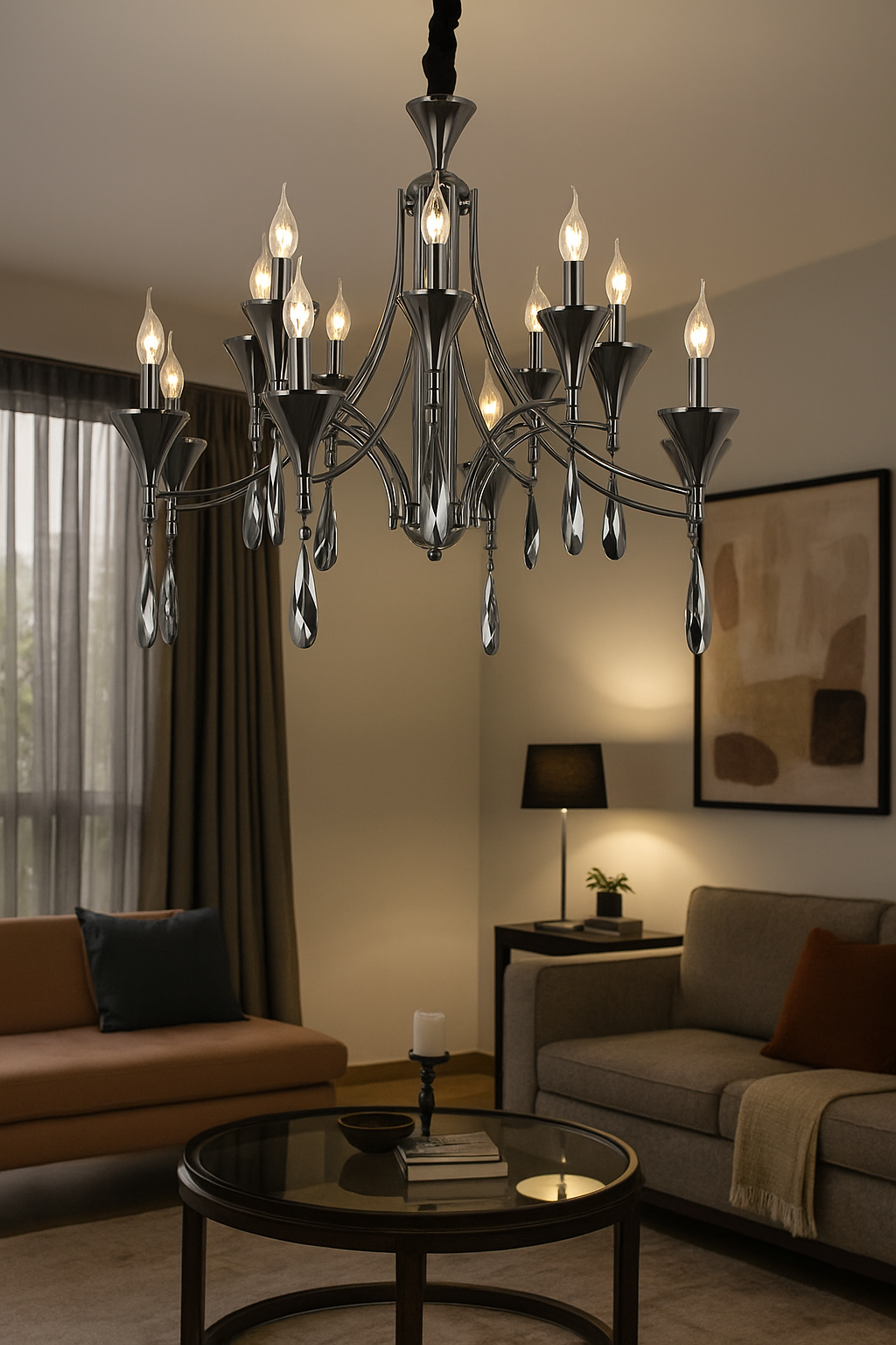 HDC 16-Light Grand Design Luxury Pearl Black Crystal Chandelier For Living Room