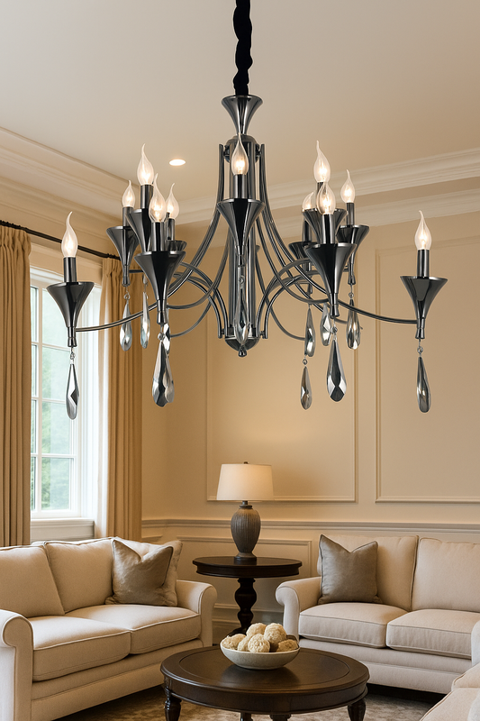 HDC 16-Light Grand Design Luxury Pearl Black Crystal Chandelier For Living Room