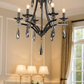 HDC 6-Light Elegant Pearl Black Crystal Chandelier – Luxe Curved Arm Design